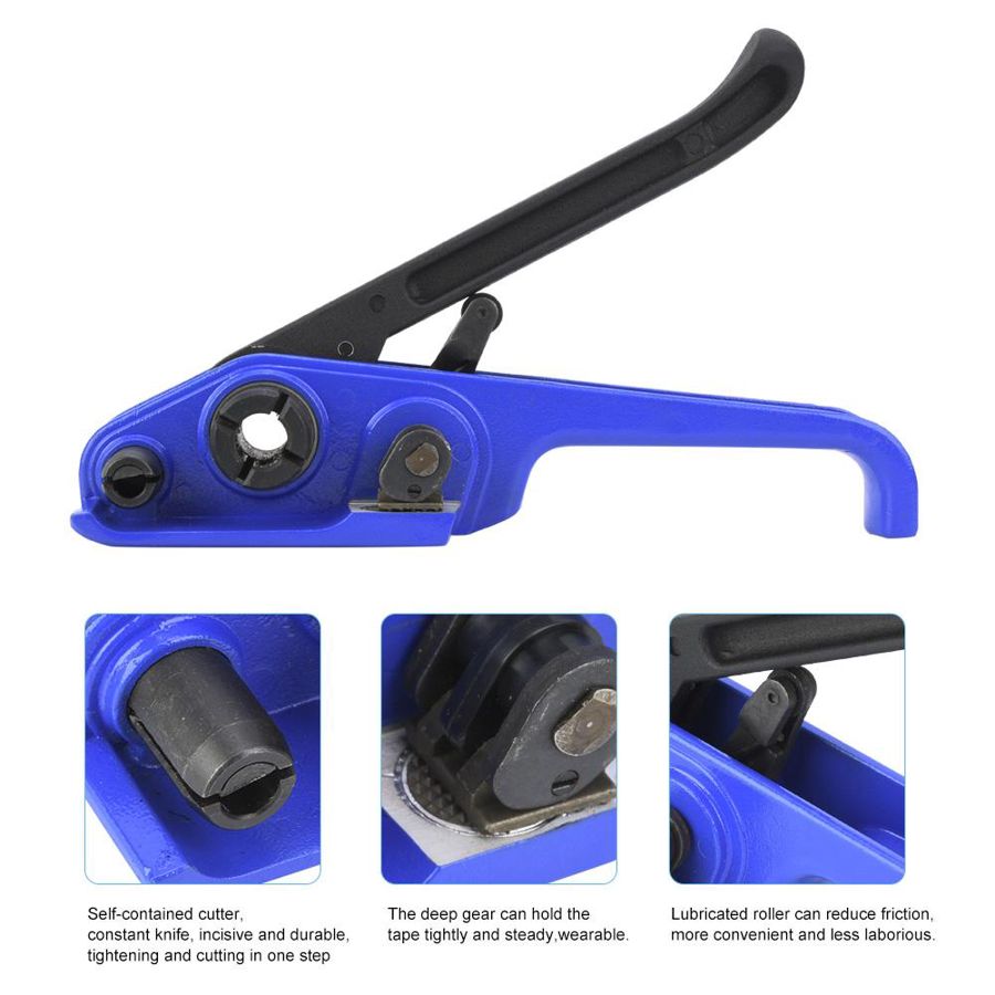 Manual PET PP plástico acero tensor y sellador fleje herramienta de embalaje conjunto de herramientas 16 ~ 19mm