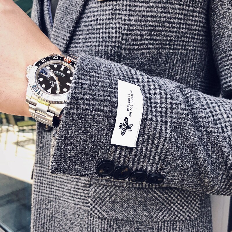 Business Formal Tuxedo Social Casacas Hombre Azul Terno Preto Slim Fit Gray Retro Plaid Suits Mens