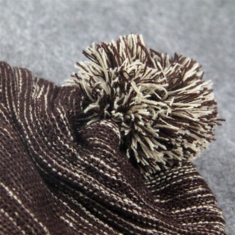 Warmer Knitted Hat Thick Warm Knit Crochet Beanies Winter Hats For Men Women Cap 4 Colors Bonnet With Big Plush Ball