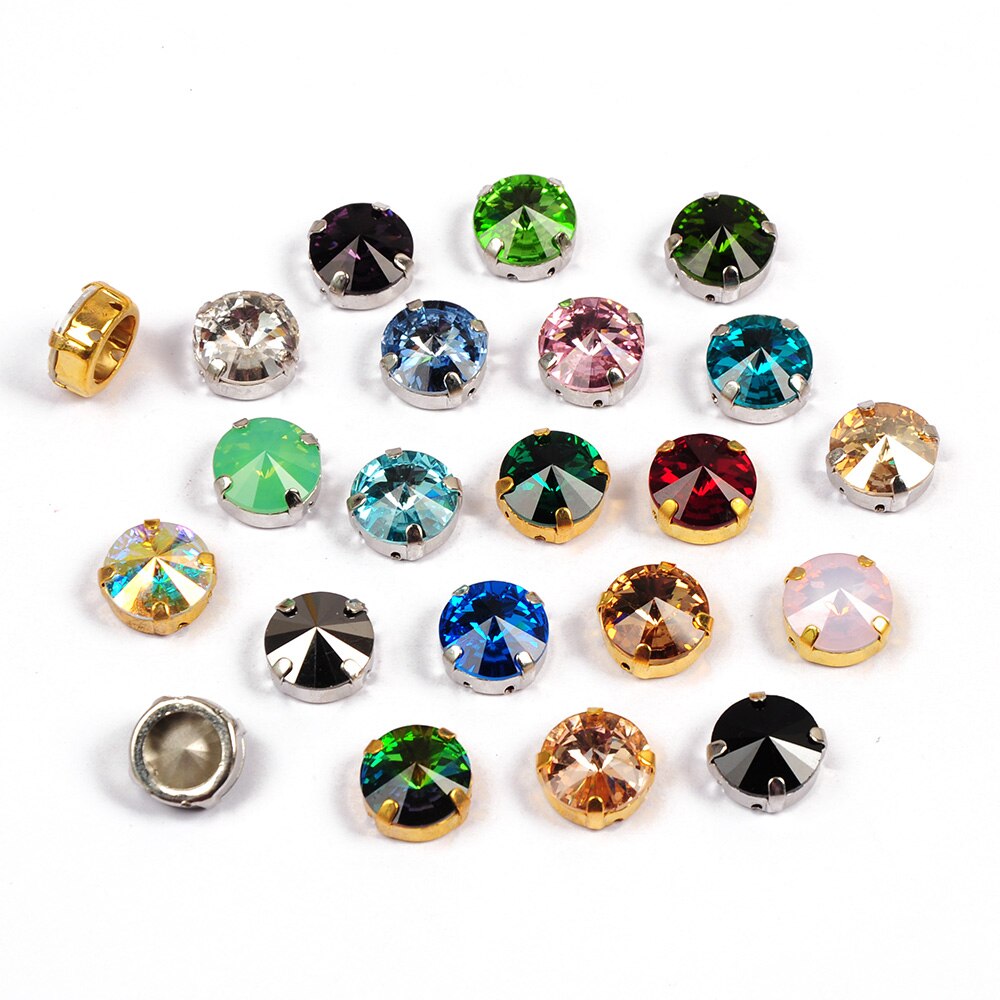 Yanruo redondos strass garra configurações de prata chapeamento de costura de alumínio cristal grânulos base pedestal quadro