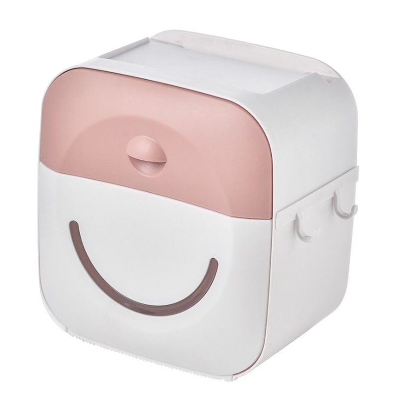 Toilet paper holder, waterproof paper towel holder, wall-mounted toilet paper box, bathroom multifunctional toilet paper storage: Pink
