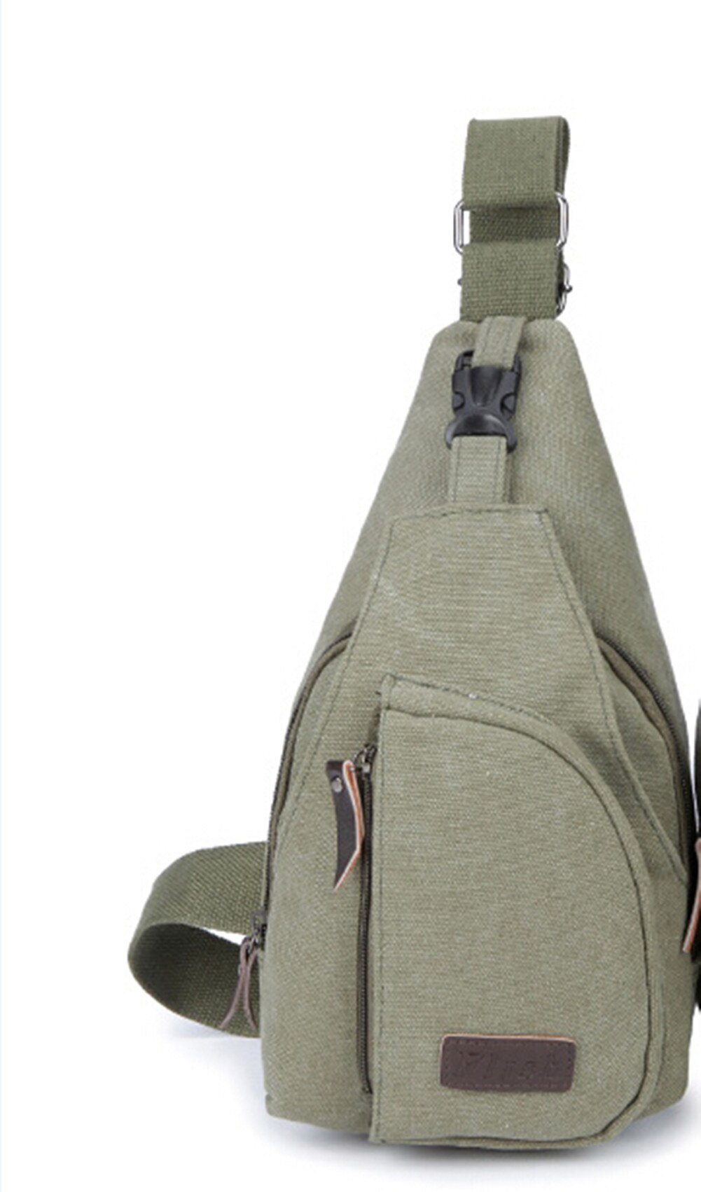 Wangscanis män vintage canvas läder ryggsäck axel sling bröst väska topp: Grön