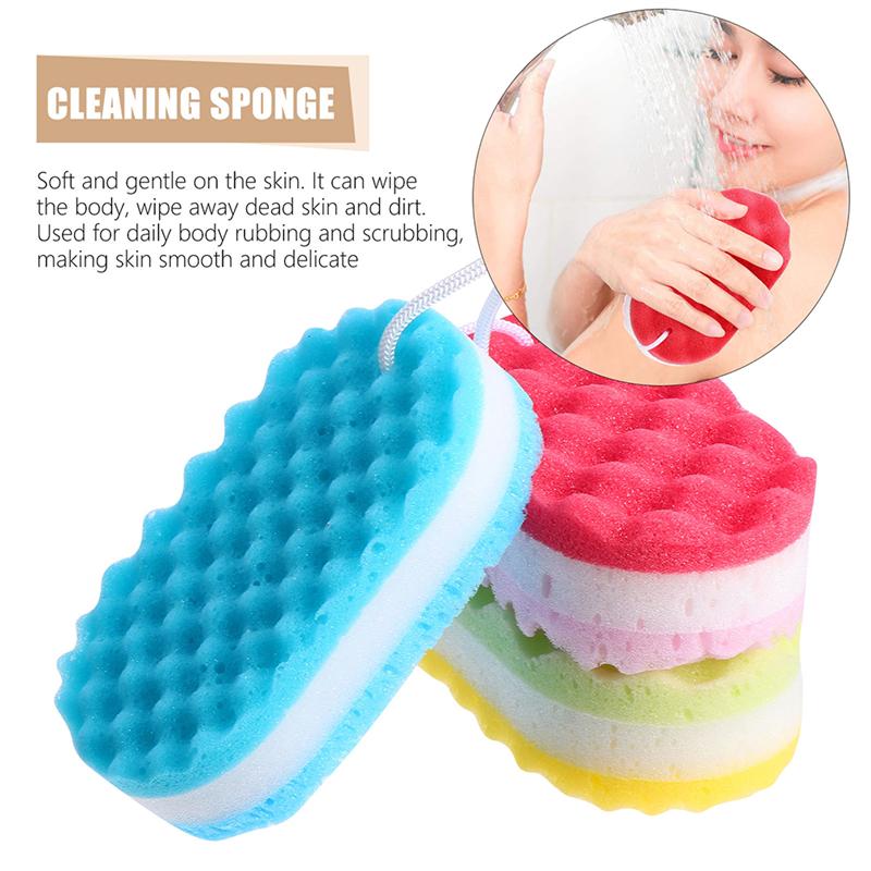 6pcs/Pack Bath Shower Sponge Double-Sided Exfoliating Sponge Cleaning Body Scrubber Bathing Sponges Bathroom Supplies