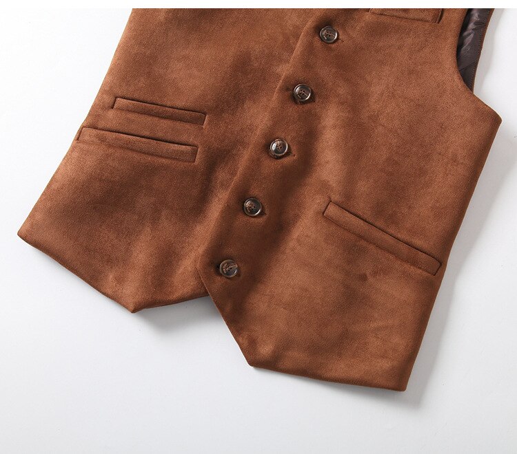 Eksklusiv forår, efterår og vinter ruskind kaffe mørkeblå vest herrevest veste i britisk stil tweed vest herre