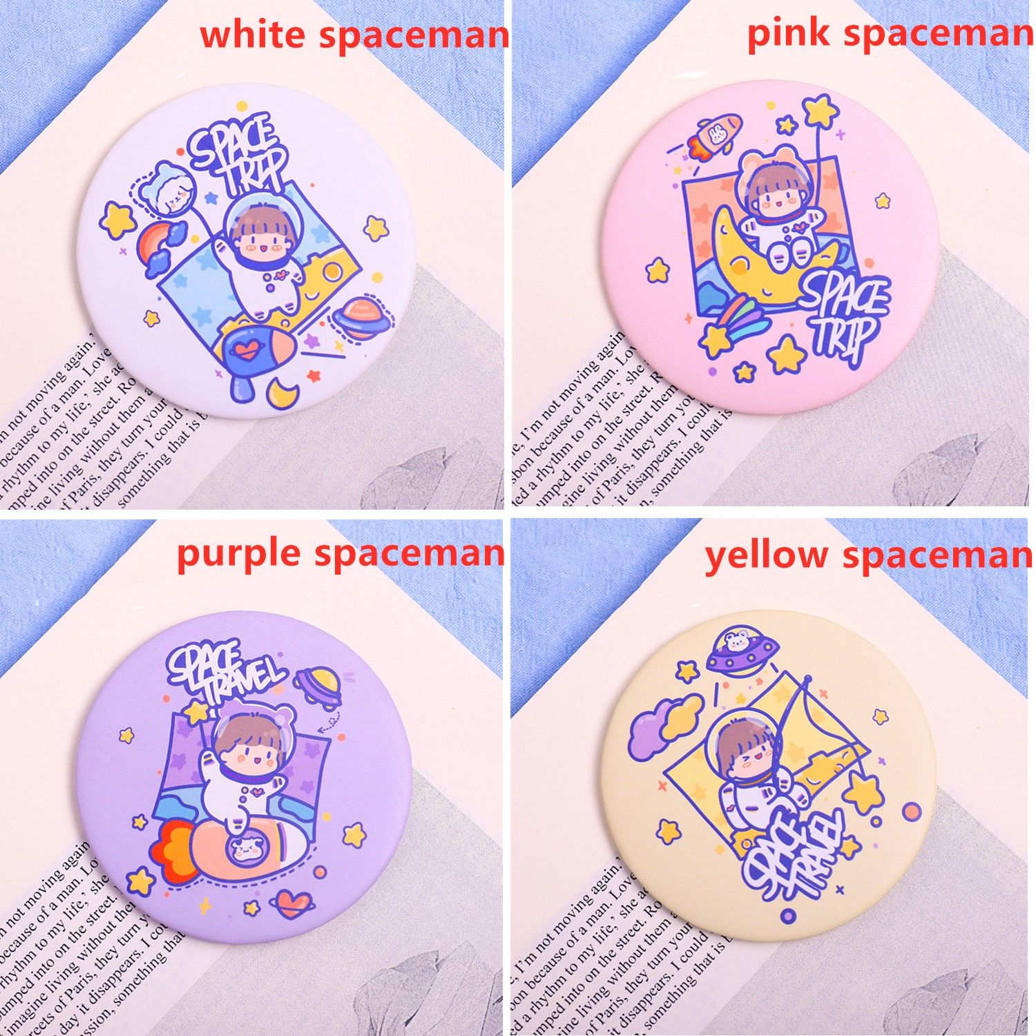 Mini espejo de dibujos animados, espejo redondo pequeño portátil, perfecto para niños y niñas, 1 unidad