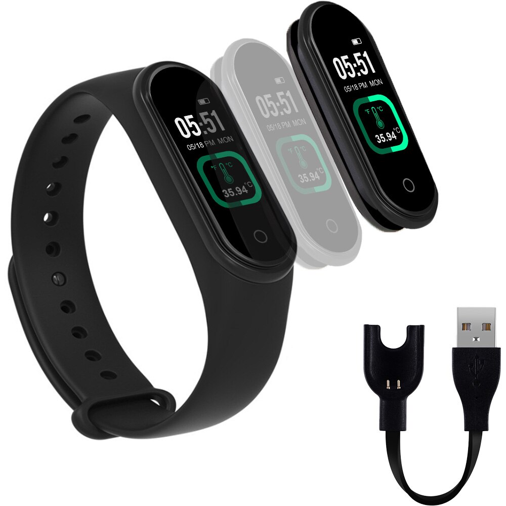 M4 Pro Smart Band Thermometer Waterdicht Hartslag Bloeddruk Fitness Armband Sport Smart Band Polsband Smart Horloge