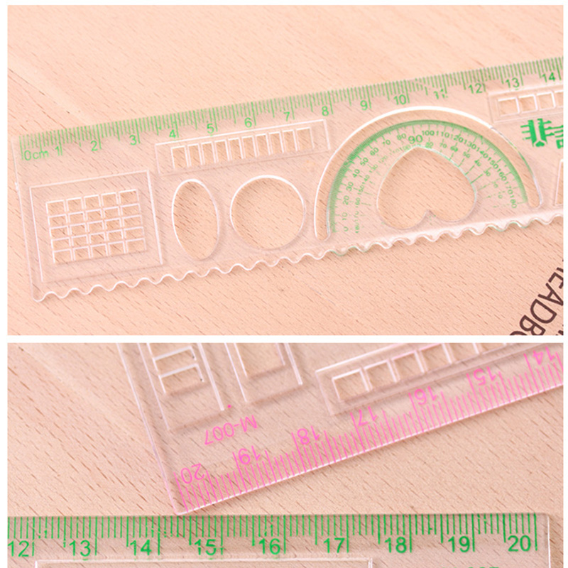 Regla triangular de corazón Kawaii de 20 CM, reglas geométricas multifuncionales creativas para estudiantes, escritura, dibujo, papelería, escuela