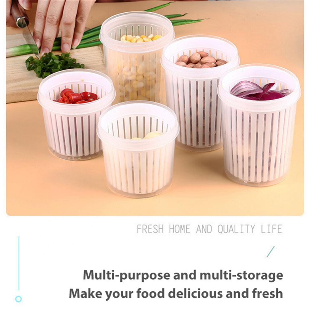 Drain Fresh Box Kitchen Refrigerator Fresh-Keeping Box Fruit Vegetable Drain Crisper Transparent Storage Containers With Lid