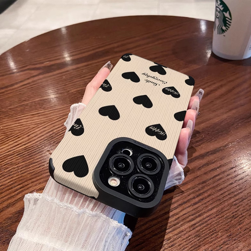 Funda de silicona con forma de corazón de amor Simple para iPhone 14 11 15 16 Pro Max Plus 12 13 Mini X XS XR 7 8, cubierta completa de cuero a prueba de golpes
