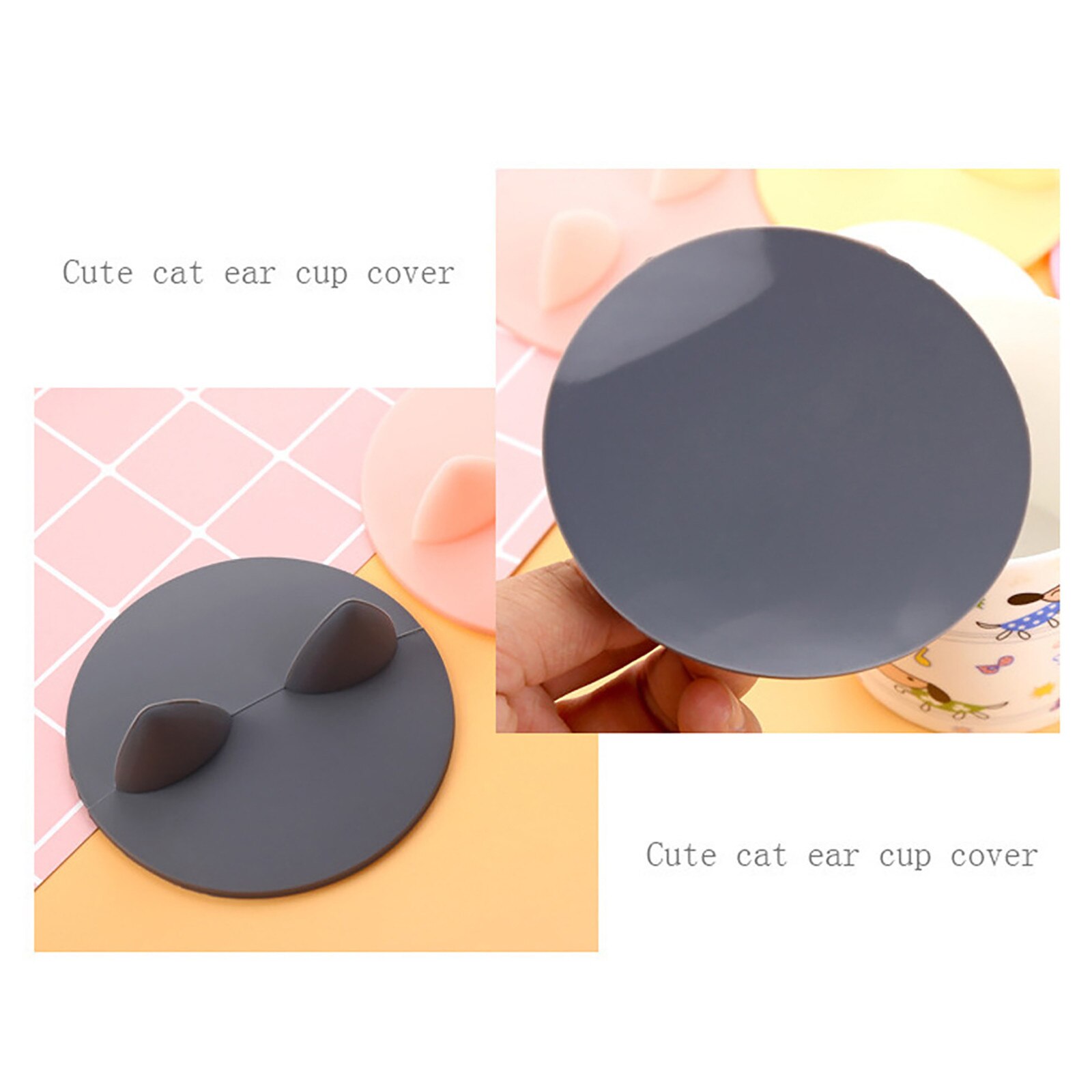 25# Cat Ears Cup Lids Dust Reusable Silicone Cover Heat Resistant Cup Thermal Insulation Cover Tea Cup Caps Cup Accessories