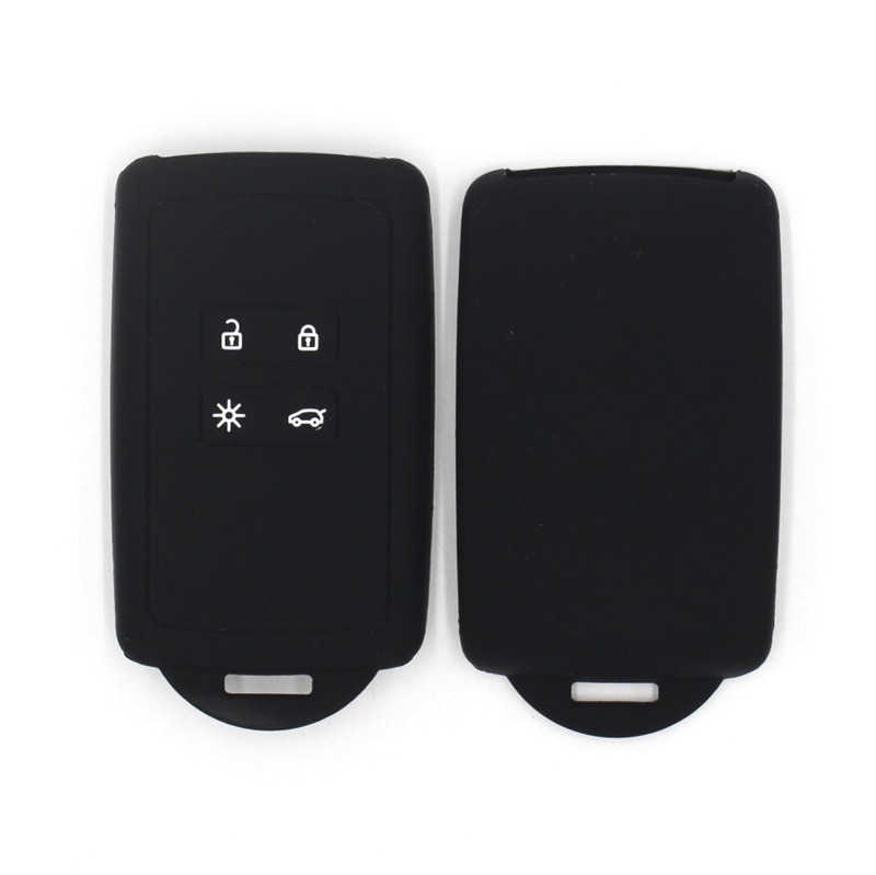 1pcs Silicone rubber car key case cover for Renault KOLEOS Kadjar Arkana for samsung QM5 4 button card smart key shell set: Black