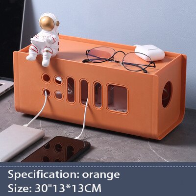 Plastic Cable Management Box Cable Organizer For Cables Pick Up Usb Cable Winder Mouse Headphone Wire Arrangement Protector: Orange