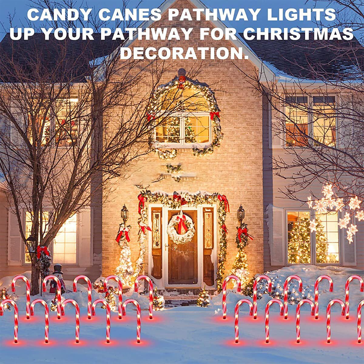 Christmas Pathway Candy Cane Walkway Light Stake Lamp Outdoor Yard Decorative Light SEC88