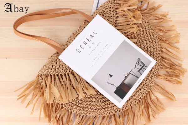 National Tassel Straw Shoulder Bags Knit Shell Harajuku Solid Handbags Beach Bag for Seaside Forever Young