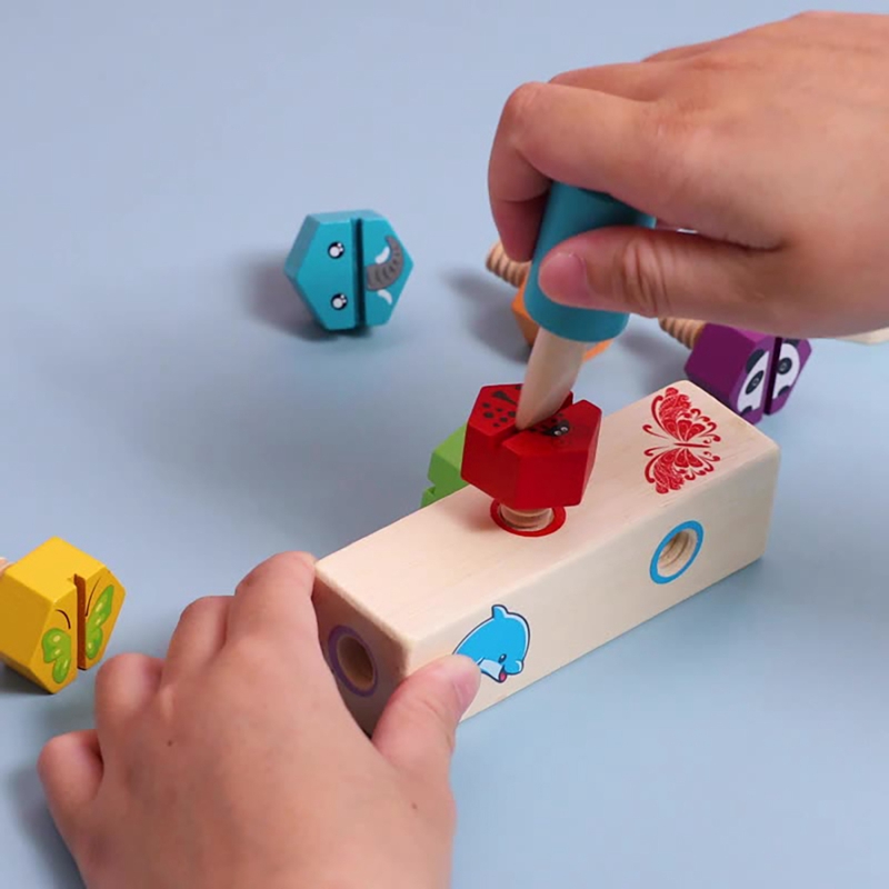 Kids Multi-Color Matching Game Hout Tool Set Speelgoed Schroef Blok Klassieke Peuter Geheugen En Zintuiglijke Vaardigheden Ontwikkeling Speelgoed