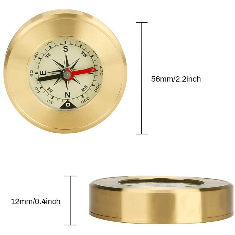 Outdoor Mini Exquisite Hardcover Brass Copper Compass Navigation Camping Hiking Travel Emergency Survival Tools Compass