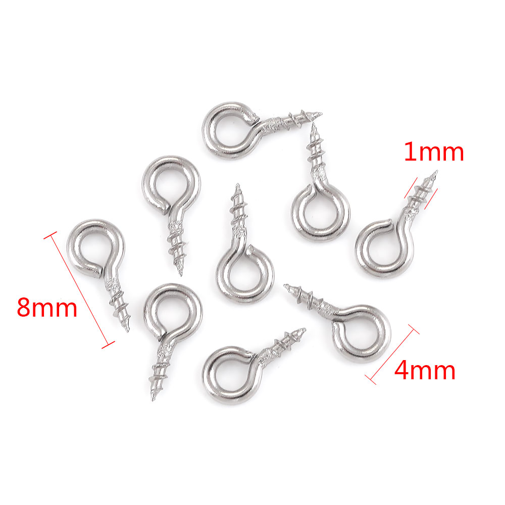 50 stuks kleine kleine mini schroef oogpinnen voor sieraden maken parel kralen oogjes sluitingen bevindingen DIY roestvrijstalen oogpinnen met schroefdraad: WHITE