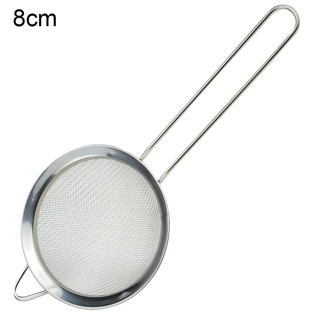 Kitchen Fine Mesh Strainer Stainless Steel Fine Mesh Strainer Tea Colander Long Handle Food Sifter Flour Sieve Baking Tool: 8cm