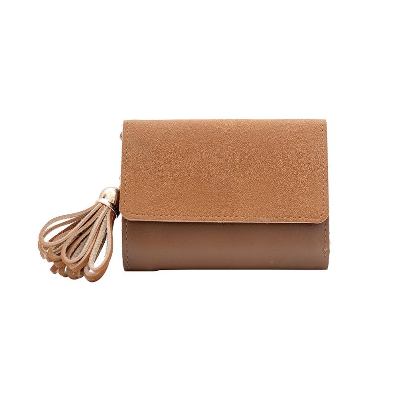 Bolsa de cartão de carteira de couro de cor pura: Brown S