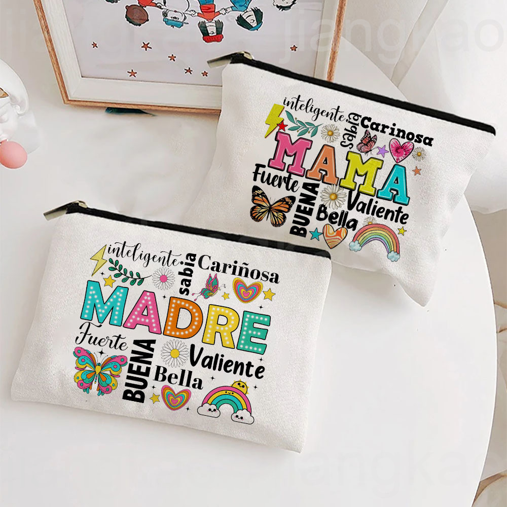 Spaans bedrukte make-uptas Reizen Neceser Toiletartikelen Opbergtas Vrouwelijke canvas cosmetische tassen Verjaardag Moederdag Cadeau voor moeder