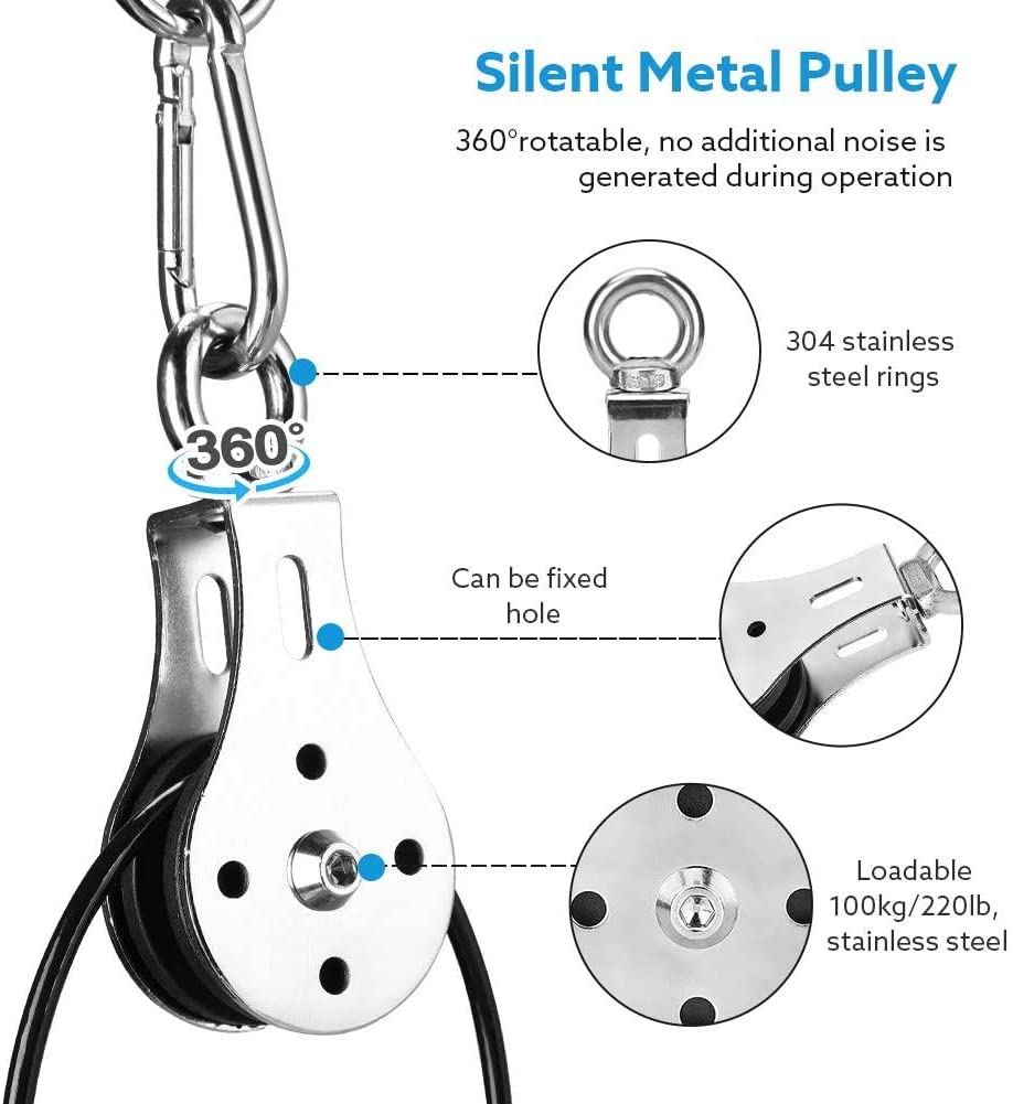 DIY Fitness Pulley Set Lat Lift Pulley Cable System for Lat Pull Down Machine Attachments hand strength Home Gym Equipment