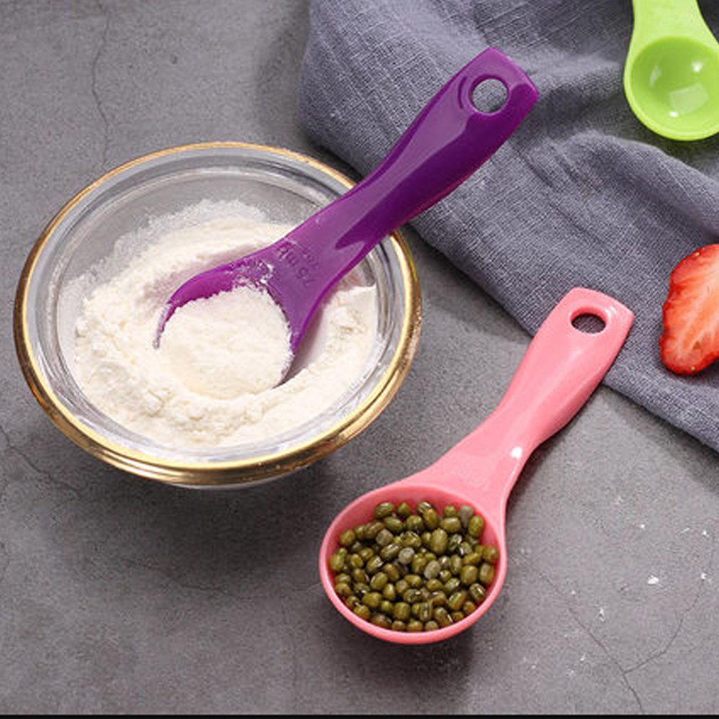 5 pz/set in plastica colorata cucina misurini manico ergonomico zucchero torta cottura cucchiaio famiglia misurino