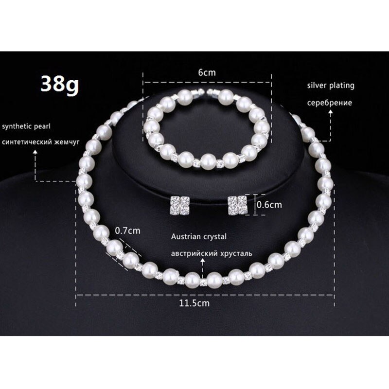 Charm Wedding Bridal Jewelry Set Pearl Party Prom Crystal Bracelet Necklace Earrings for Women jewellery sets