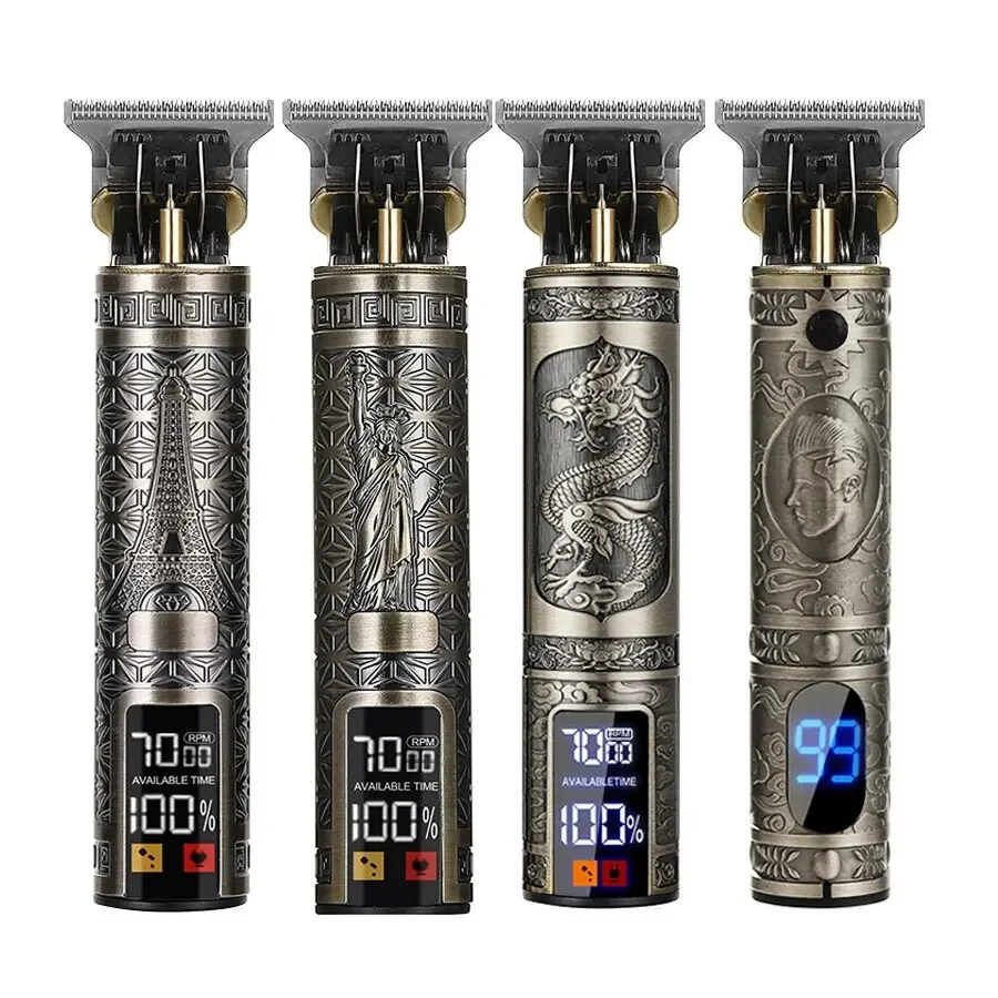 Coiffeur électrique avec affichage numérique LCD, chargement USB, batterie intégrée de grande capacité, longue durée de vie, sculpture, rasoir Bergame, populaire