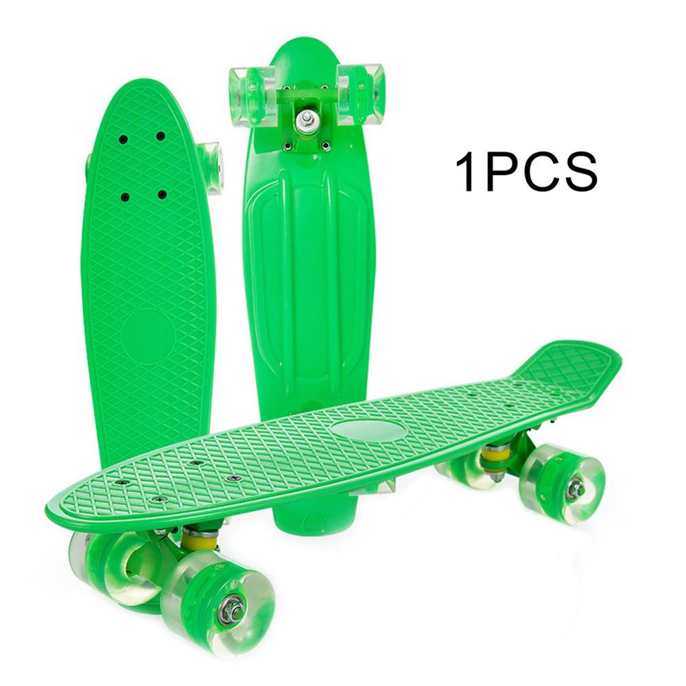 8 Colors Aluminum Magnesium Alloy Banana Skateboard Youth Road Travel Single Rocker Children Adult Four-Wheeled Scooter Newest: Green