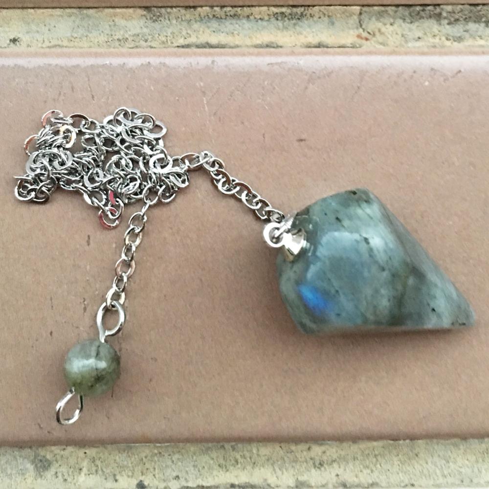 Labradodite Lapis Lazuli Opal Howlite Crystal Carnelian Aventurine Blue Sand Tiger Eye Pendulum Pendant Bead 8" WFH733