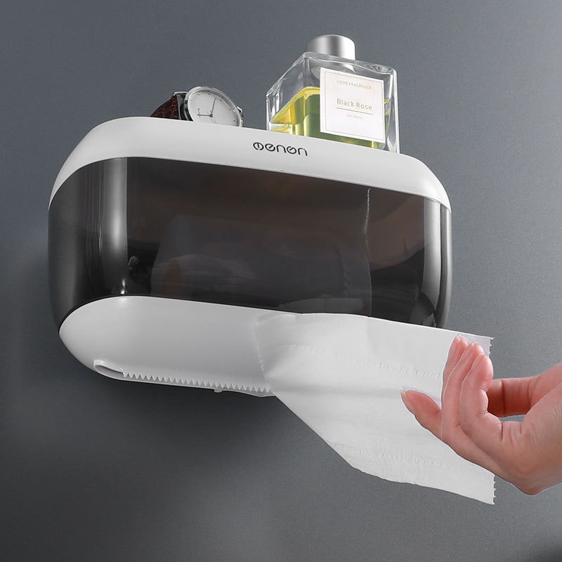 Soporte de papel higiénico montado en la pared, caja de papel higiénico, estante de almacenamiento de rollo de papel impermeable, organizador de tubo de papel para Baño