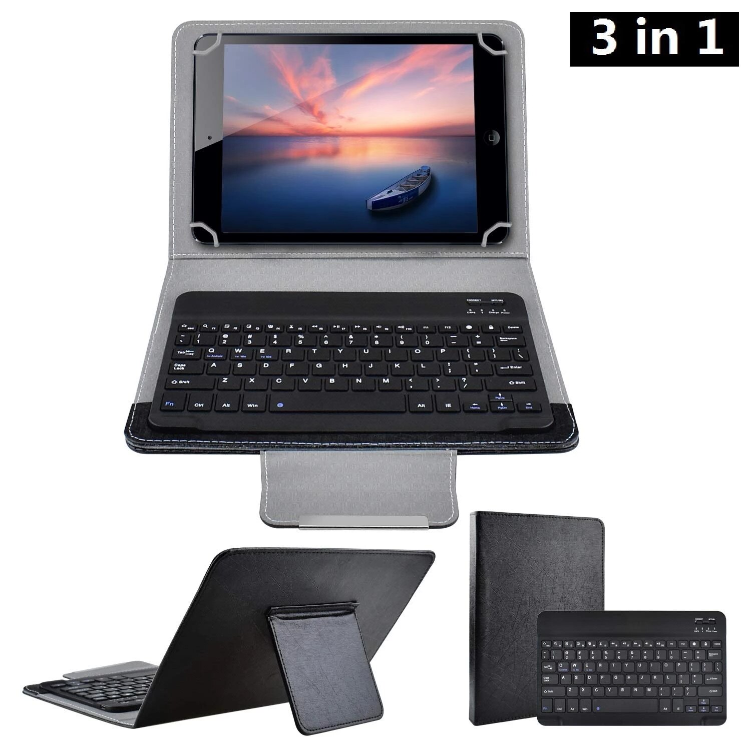 Teclado inalámbrico Bluetooth para tableta Funda de cuero PU funda con soporte para Pad 7 8 pulgadas 9 10 pulgadas para IOS Android Windows