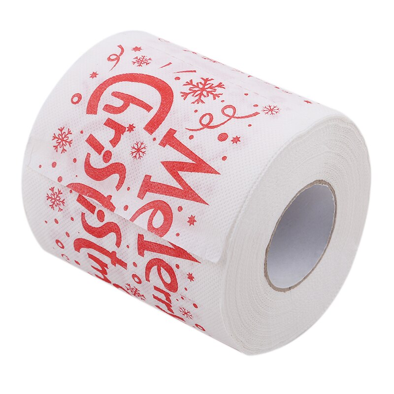 1 Roll Toilet Paper Merry Christmas Printed Toilet Paper Tissue Table Room Decor Christmas Party Ornament DIY Craft Paper