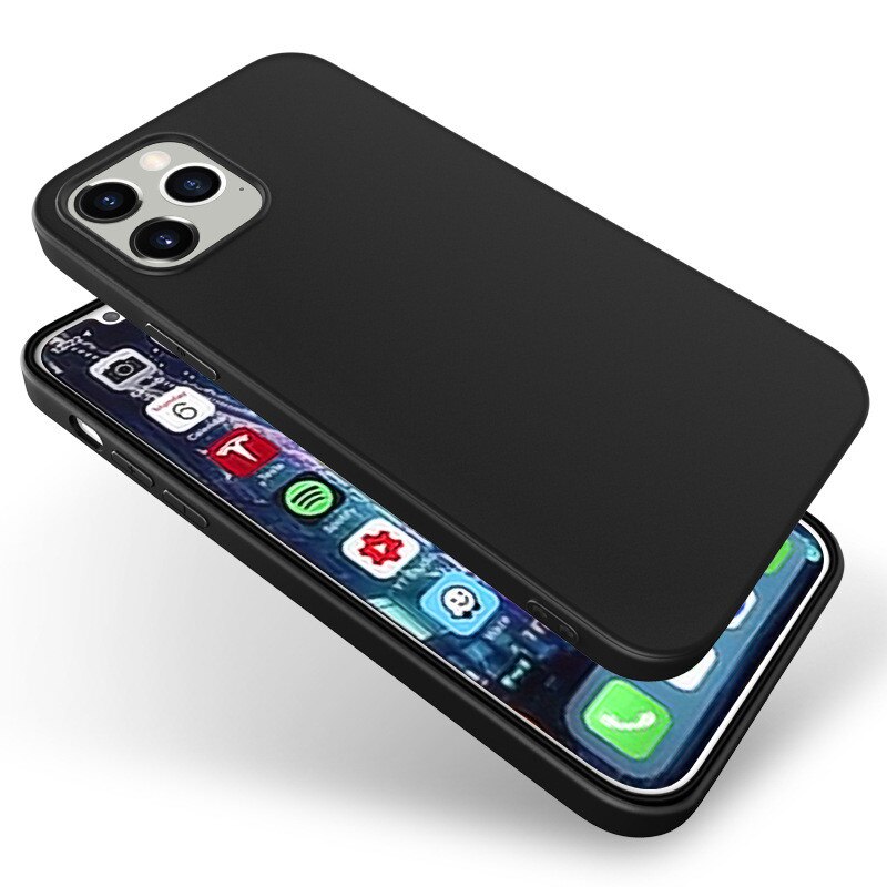 soft black tpu phone case For iphone 11 12 mini Pro Max XS X XR 7 8 plus SE Luxury Transparent Matte Cover Hard Shell