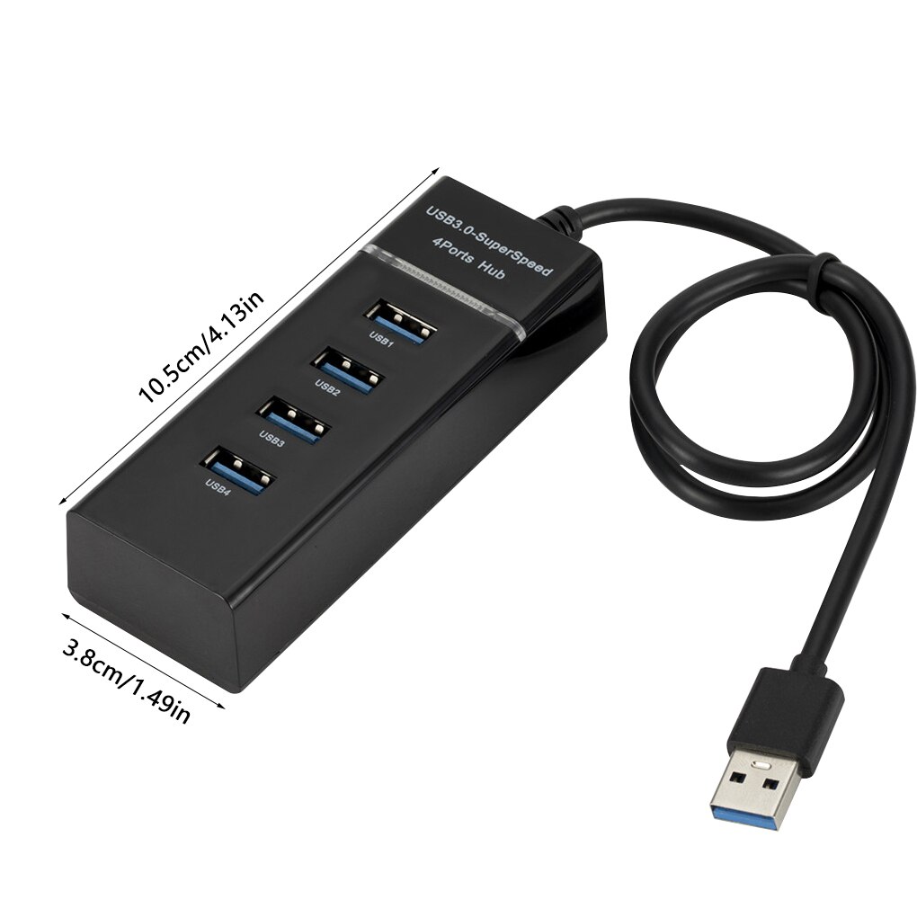 4-port USB 3.0 HUB Splitter High Speed HUB High-Speed Multi Expansion For Desktop PC Laptop Adapter USB 3.0 1 to 4 HUB: Black