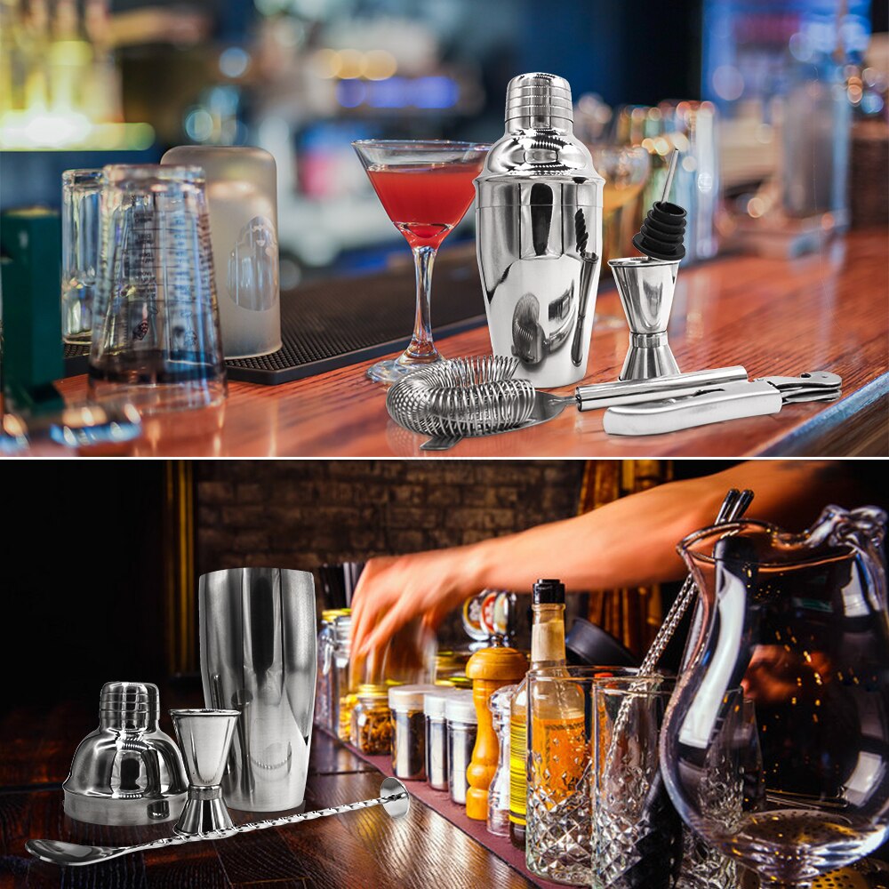 Juego de coctelería de acero inoxidable, mezclador de vino de 750ML con Base giratoria de bambú, herramientas de Bar, accesorios de , 12 Uds.