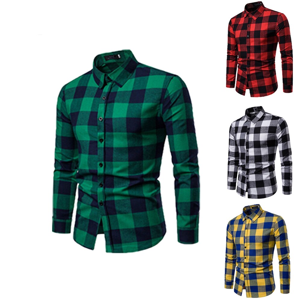 Plaid skjorte efterår vinter flannel rød ternet skjorte herre skjorter lange ærmer chemise homme bomuld herre terne skjorter