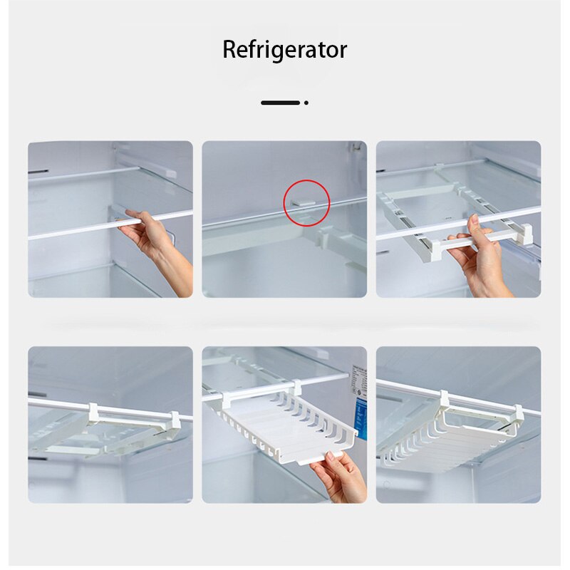 Estante retráctil de almacenamiento de bolsas selladas para alimentos, organizador de bolsas de mantenimiento fresco, bandeja de riel colgante para refrigerador, soporte de bolsa con cremallera para Cocina