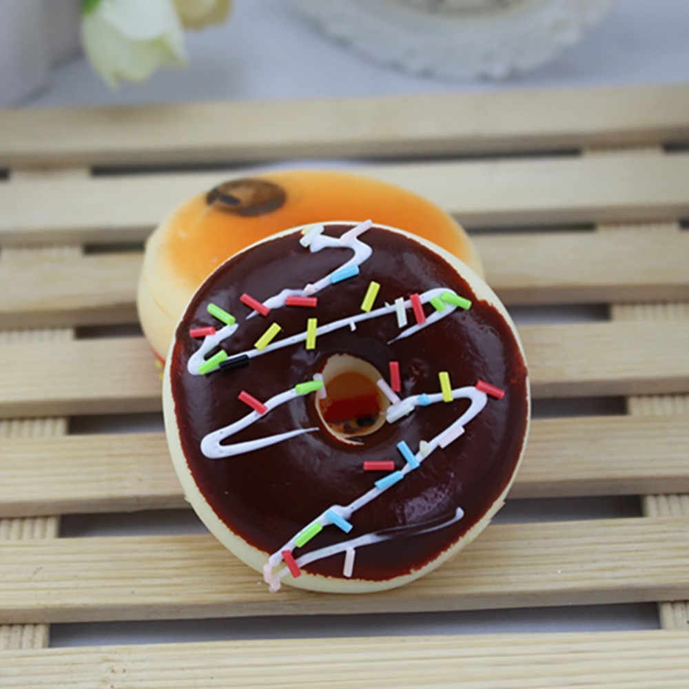 Simulation Cute Donut Squishy Squeeze kawaii Toy Stress Reliever Soft Colourful Doughnut Scented Slow Rising Toys L1227