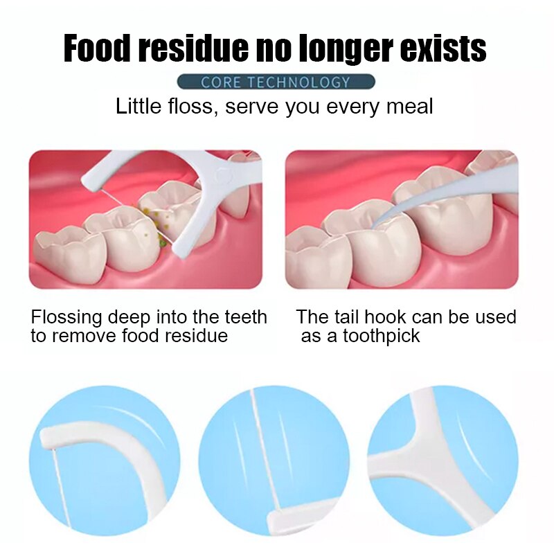 50PCS/Set DentalInterdental Brush Teeth Stick Toothpicks Floss Plastic Tooth Picks Nylon Wire Dental Floss