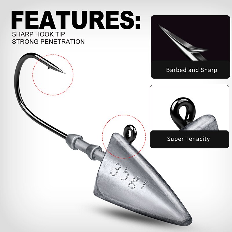 Valhalla 2 Stks/partij Vissen Driehoek Haken 7G 10G 15G 21G 28G 35G Driehoek Hoofd haken Vishaken Jig Hoofd Zacht Aas Vissen Haken