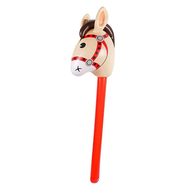 Inflatable Horse Heads Cowgirl Stick PVC Balloon Outdoor Educational Toys