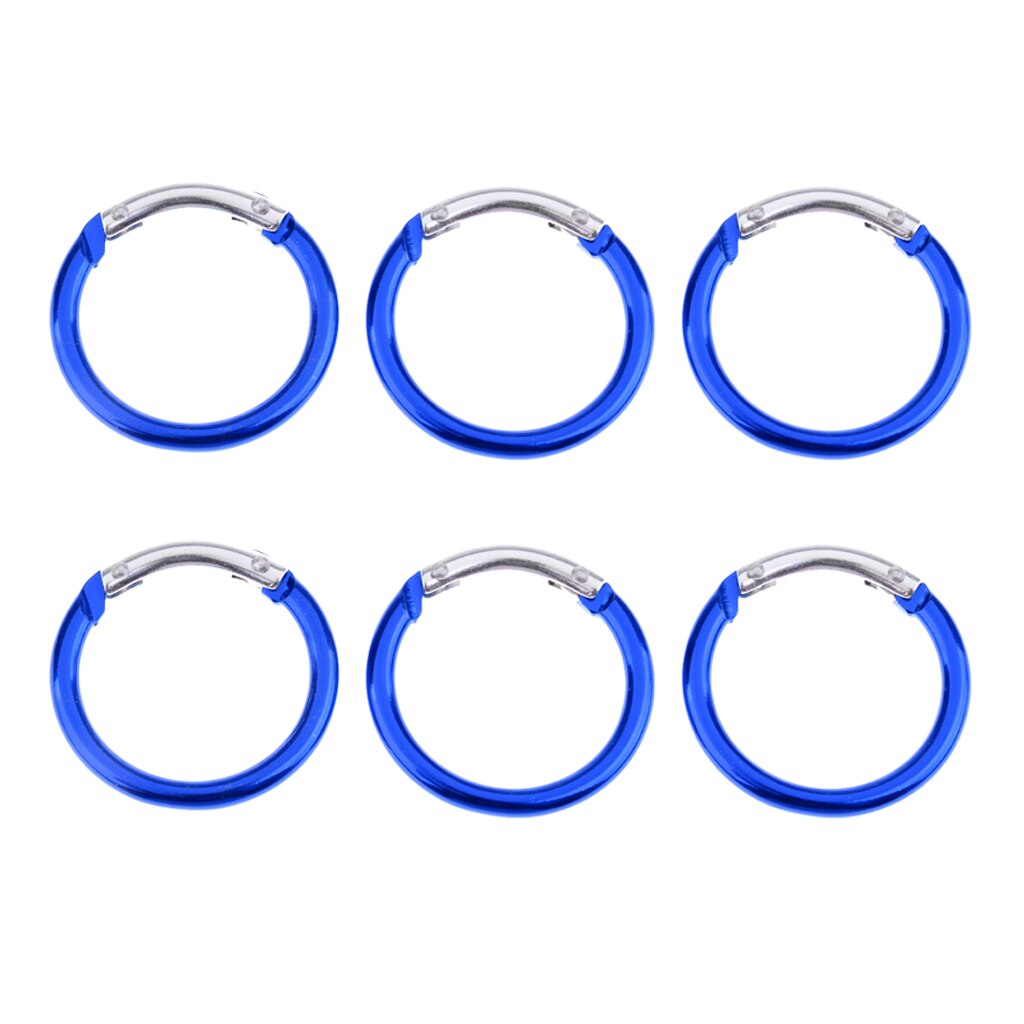 6 Stuks Ronde Carabiner Spring Snap Clip Sleutelhanger Haak Clip Rugzak Singels Gesp Outdoor Kleine Sport Gereedschap: Blue