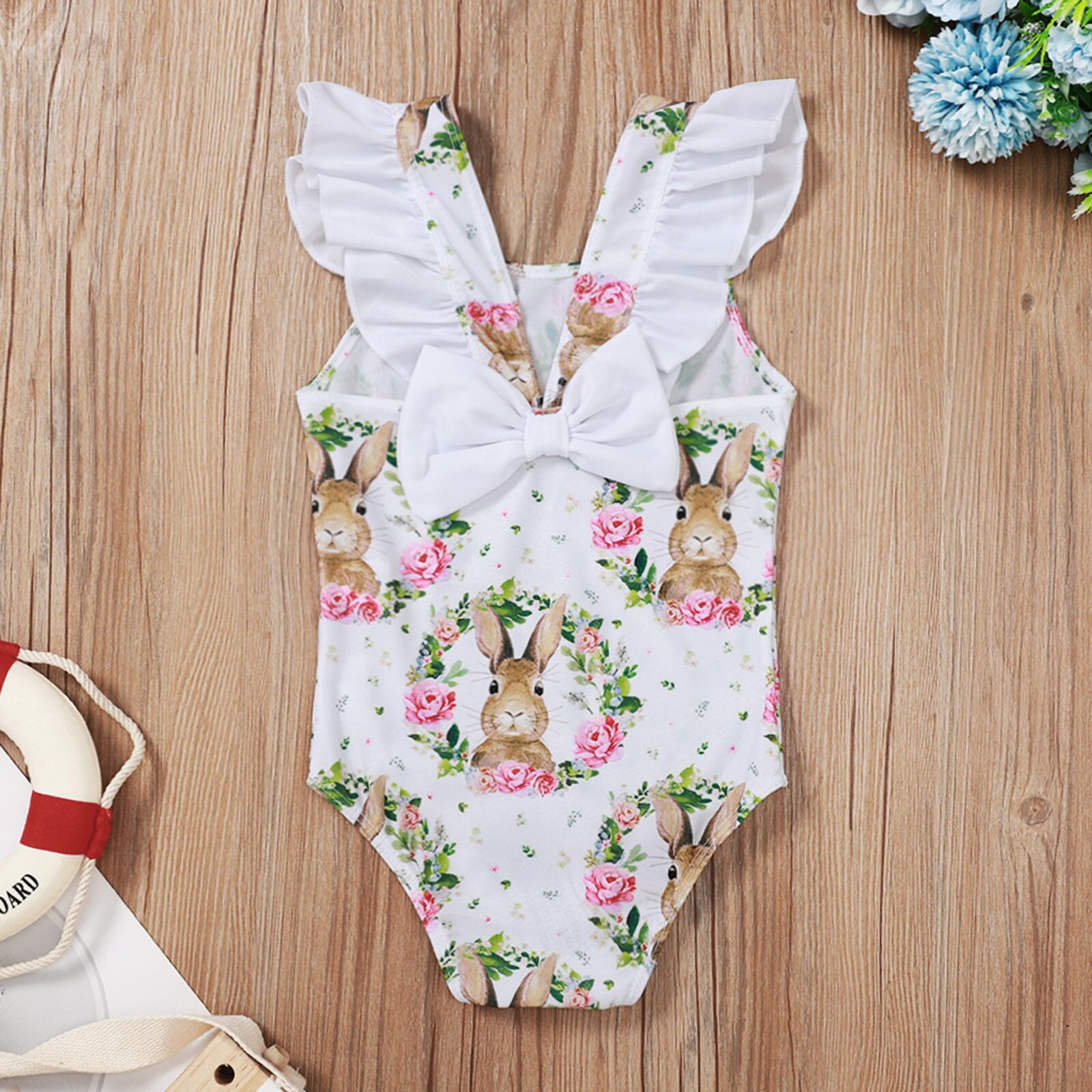 Pasen Kleding Peuter Badpak Kid Baby Meisjes Strand Pak Bunny Print Een Stuk Badmode Badpak Badmode Badpak Baby Kleding