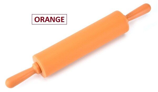 Silicone Rolling Pins Non-stick Bakvormen Fondant Rolling Pin met Plastic Handvat Gebak Gereedschap * NF: orange / S size    -23cm