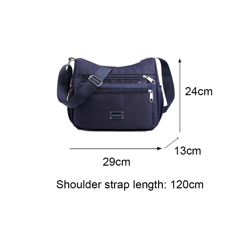 Schoudertas crossbody dames waterdicht nylon stevig comfortabel prachtig duurzaam rits messenger handtas: Donkerblauw