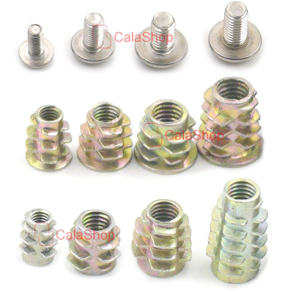 20 Pcs / Lot Mounting Kit Removable Wheel Chock Wood Floor Threaded Flange Nut with screw DIY