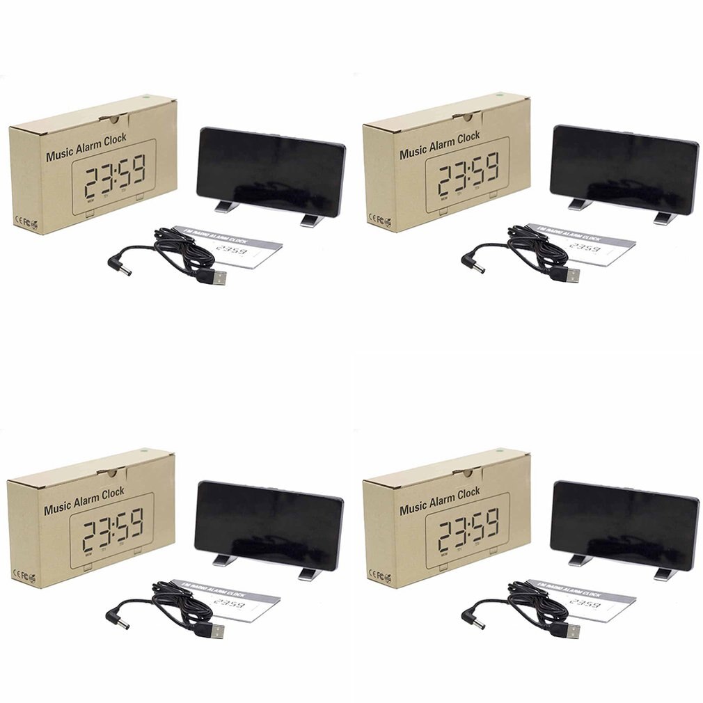 Led Radio Alarm Clock Snooze Electronic Clock Desk Clock Bedroom Office Usb Charging Alarm Clock