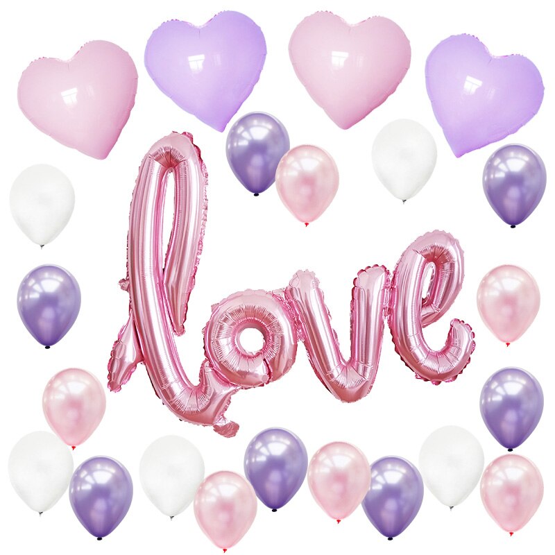 25/45 stk folie balloner sæt jeg elsker dig brev balloner jubilæum bryllup valentinsdag fødselsdagsfest dekoration foto rekvisitter indretning: 24 stk lyserød