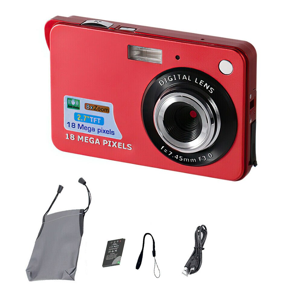 2.7 "TFT 1080P 8MP 8x Zoom appareil photo numérique écran LCD Micro caméra vidéo Mini Anti-secousse Full HD caméscope numérique pour enfant: Red